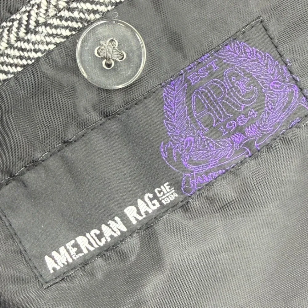 American Rag Mens Herringbone Blazer Jacket Hood Gray XL 1990s vibes Y2K Street - Picture 9 of 10